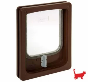 Pet-Tek Thin Panel Cat Flap Brown W-CDB
