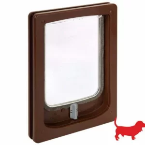 Pet-Tek Slimline Large Cat/ Small Dog Door Fitting Pet flap Brown W-SDDB